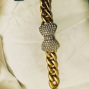 Gold Tone Bracelet w/ rhinestone bow